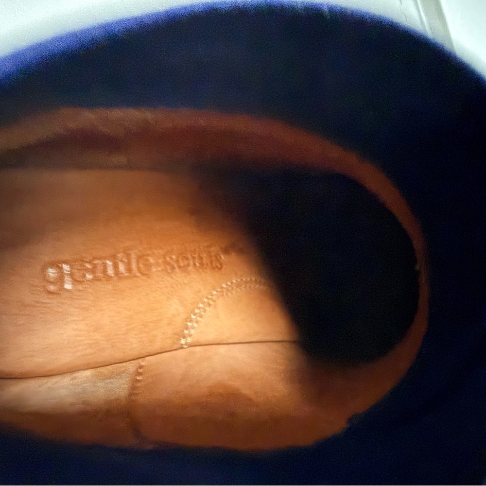 gentle souls Navy Suede Wedge Ankle Boots - Picture 5 of 7